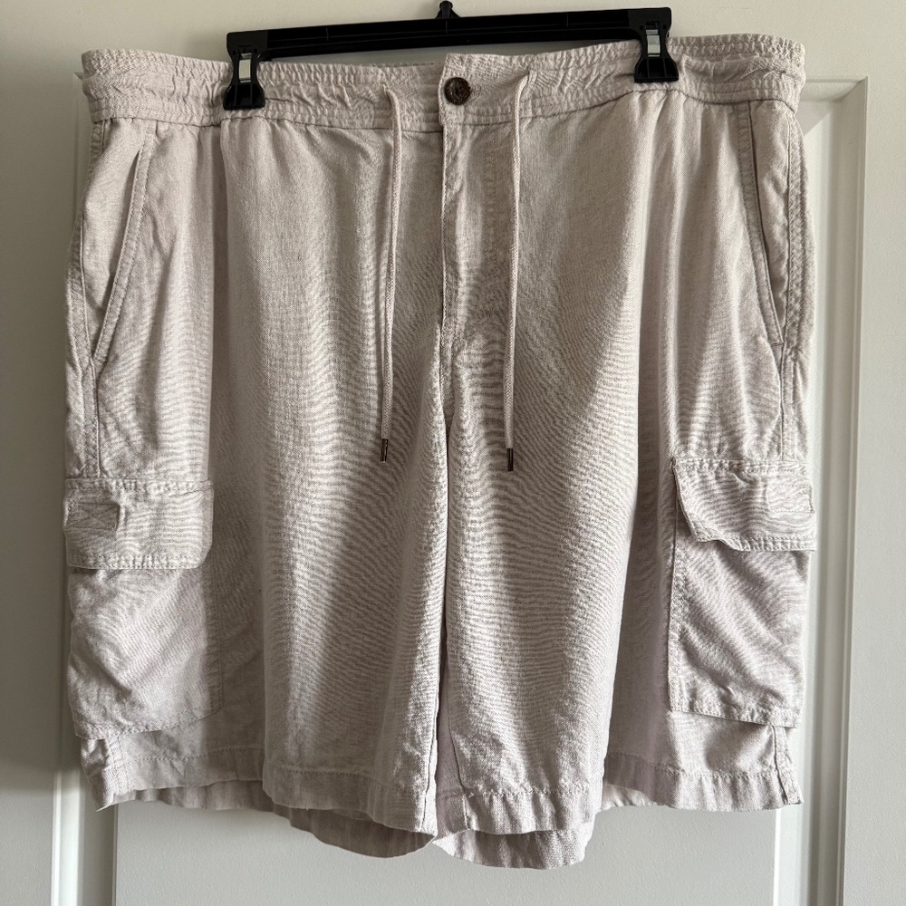 Cubavera Men's Casual Tan Linen-Viscose Shorts